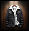 Men's Fur Lined Denim Jacket Button Front Layer