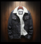Men's Fur Lined Denim Jacket Button Front Layer