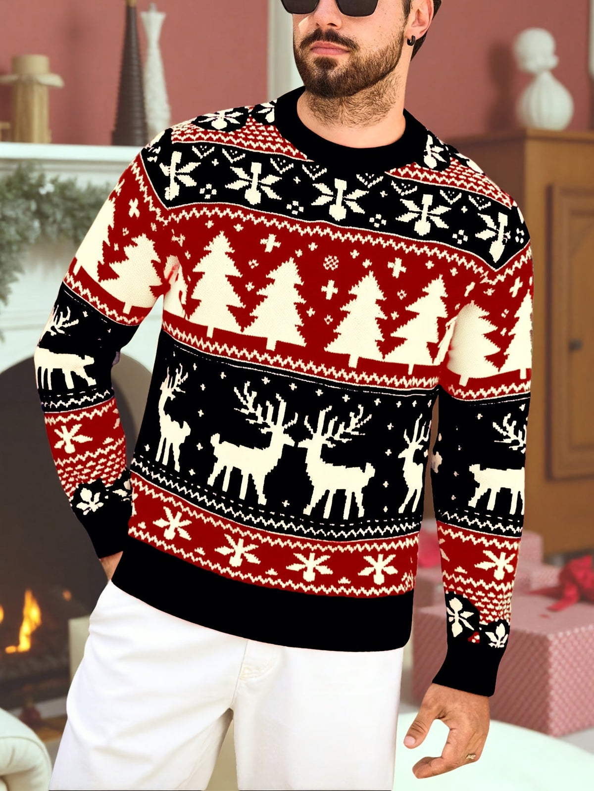 Women's Relaxed Holiday Knit Sweater for Family Gatherings
