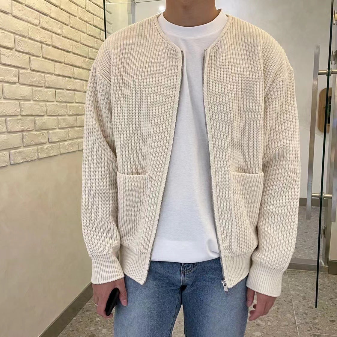 Men's High Collar Knit Sweater Warm Comfortable Stylish Casual