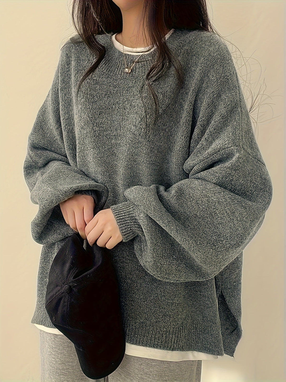 Women's Heavyweight Crew Neck Sweater for Cold Days