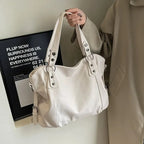 Women's Large Capacity Leather Shoulder Tote Bag Studded