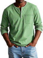 Men's Long Sleeve Henley Shirt Relaxed Casual Layer