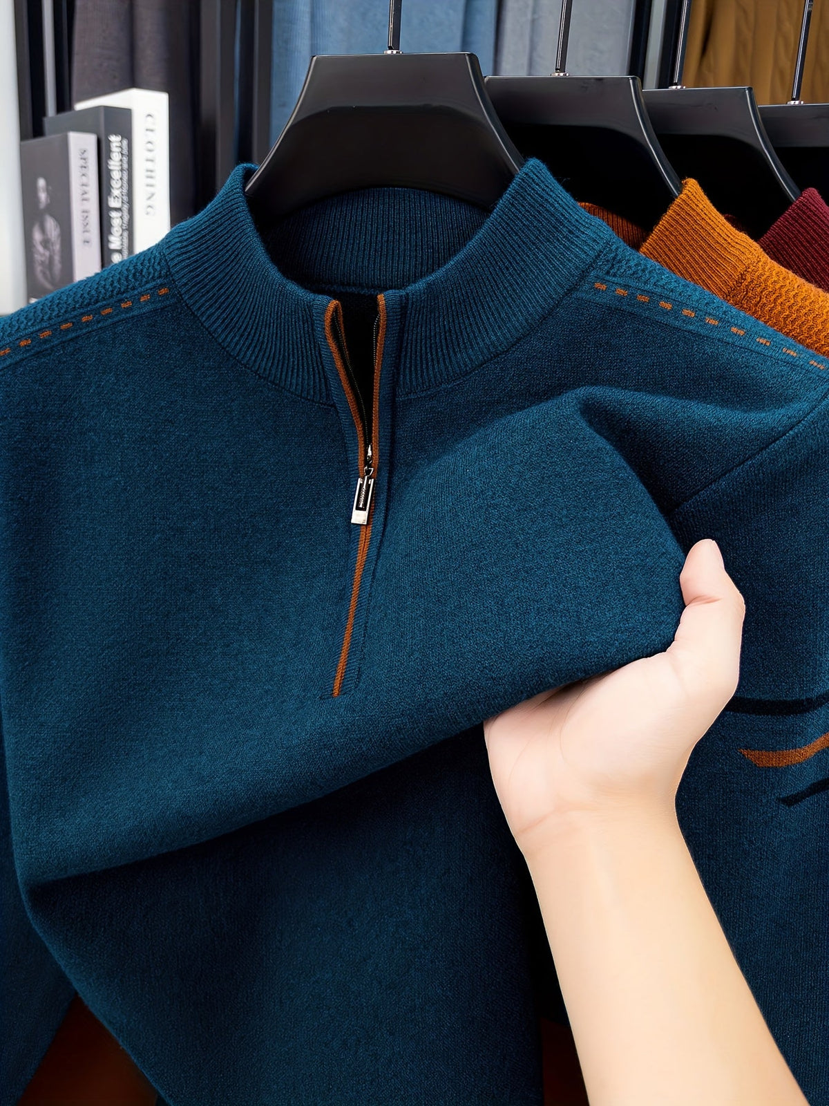 Men's Smart-Casual Knit Pullover with Half-Zip Neckline