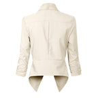 Women's Open-Front Blazer – Ruched-Sleeve Smart Layer