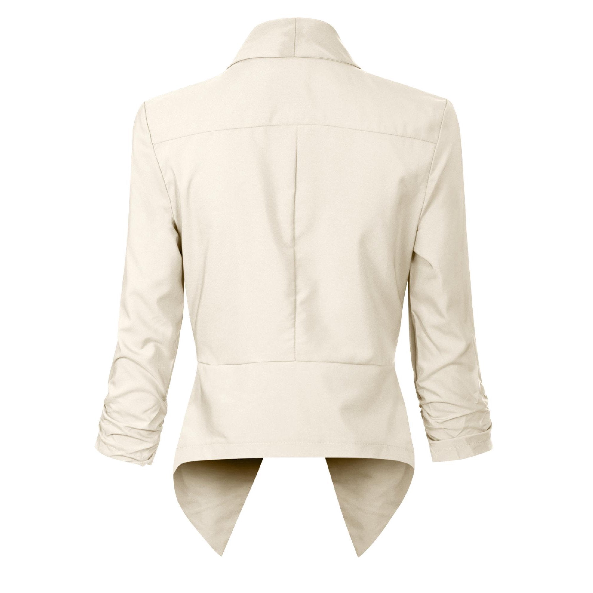 Women's Open-Front Blazer – Ruched-Sleeve Smart Layer