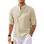 Men's Henley Stand Collar Casual Summer Shirt