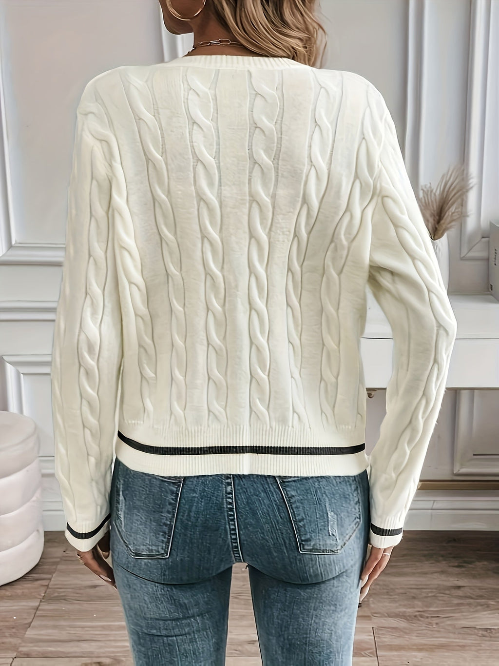 Women's Dressy Knit Cardigan with Gilded Buttons