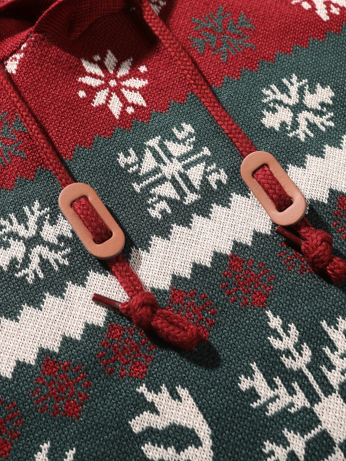 Women's Holiday Knit Hoodie Sweater with Reindeer Pattern