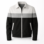 Men's Colourblock Zip Jacket Contrast Panel Casual Outerwear