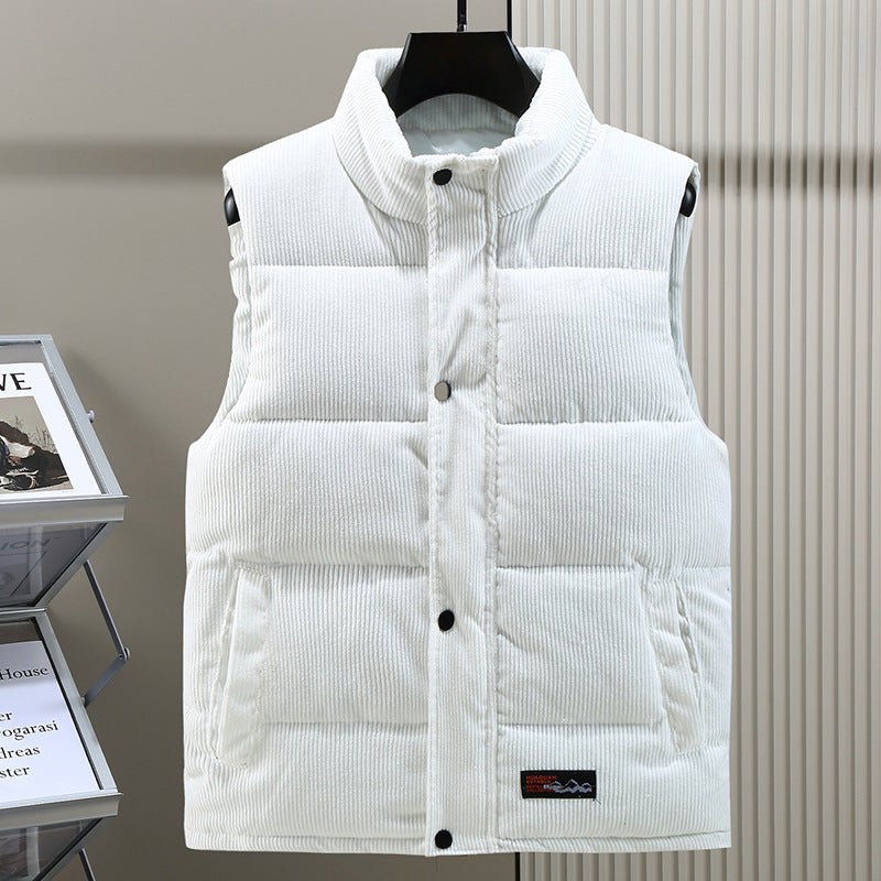 Men's Padded Corduroy Gilet High Collar Bodywarmer for Autumn