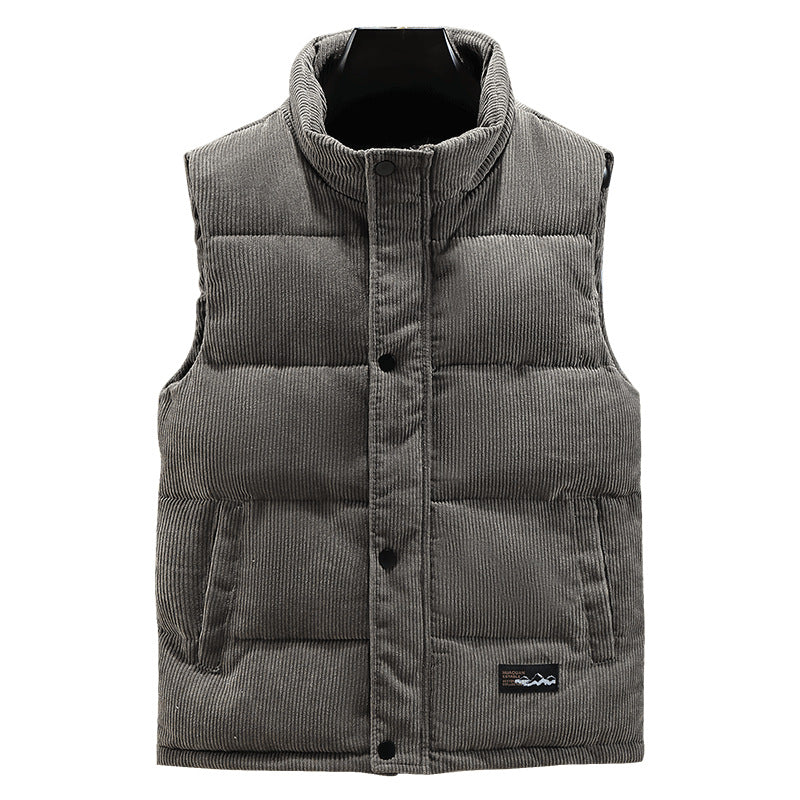 Men's Padded Corduroy Gilet High Collar Bodywarmer for Autumn