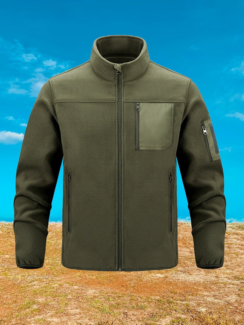 Women's Zip-Pocket Outdoor Jacket with Stand-Up Collar