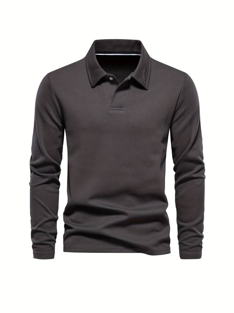 Men's Long Sleeve Polo Shirt Soft Comfortable Modern Fit