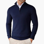 Men's Quarter Zip Pullover Ribbed Hem Knit Top
