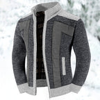 Men's Full Zip Knit Cardigan with Stand Collar
