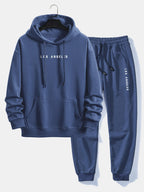 Men's Relaxed Cotton Blend Hoodie Tracksuit Printed Jogger Set