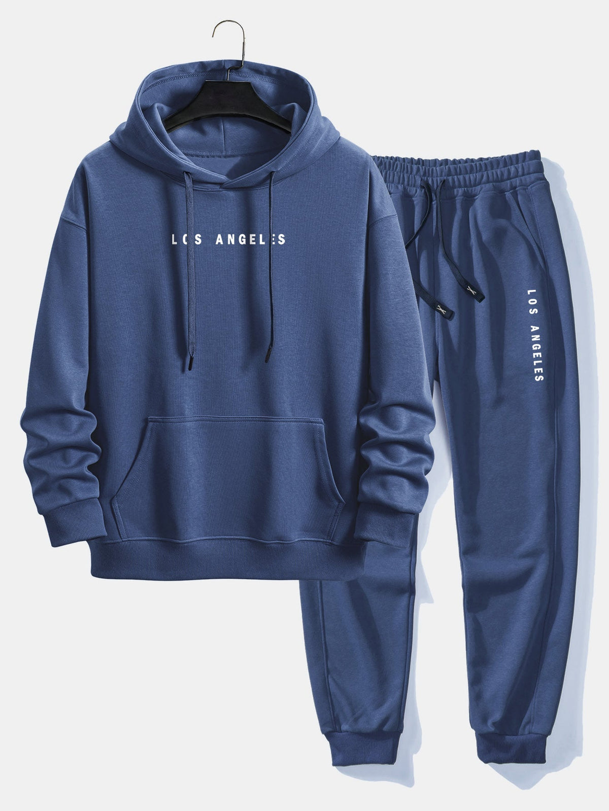 Men's Relaxed Cotton Blend Hoodie Tracksuit Printed Jogger Set