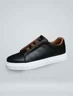 Men's Smooth Leather Elastic Lace Thick Sole Sneakers