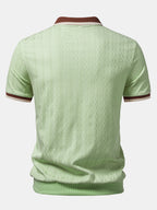 Men's Textured Knit Polo Quarter Zip Tailored Fit