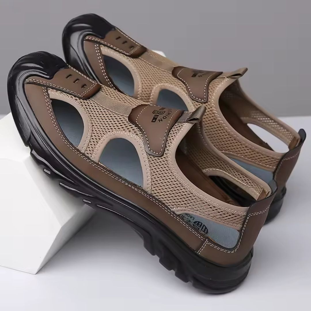 Men's Closed Toe Mesh Trekking Sandals Rugged Grip Sole