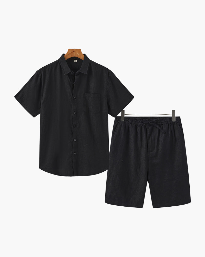 Men's Linen Shirt and Shorts Relaxed Summer Set