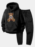 Men's Plush Teddy Fleece Tracksuit Relaxed Hoodie and Joggers