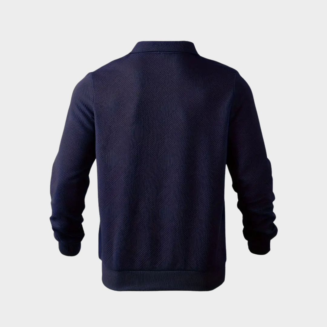 Men's Textured Half Zip Sweatshirt Smart Casual Polo Style