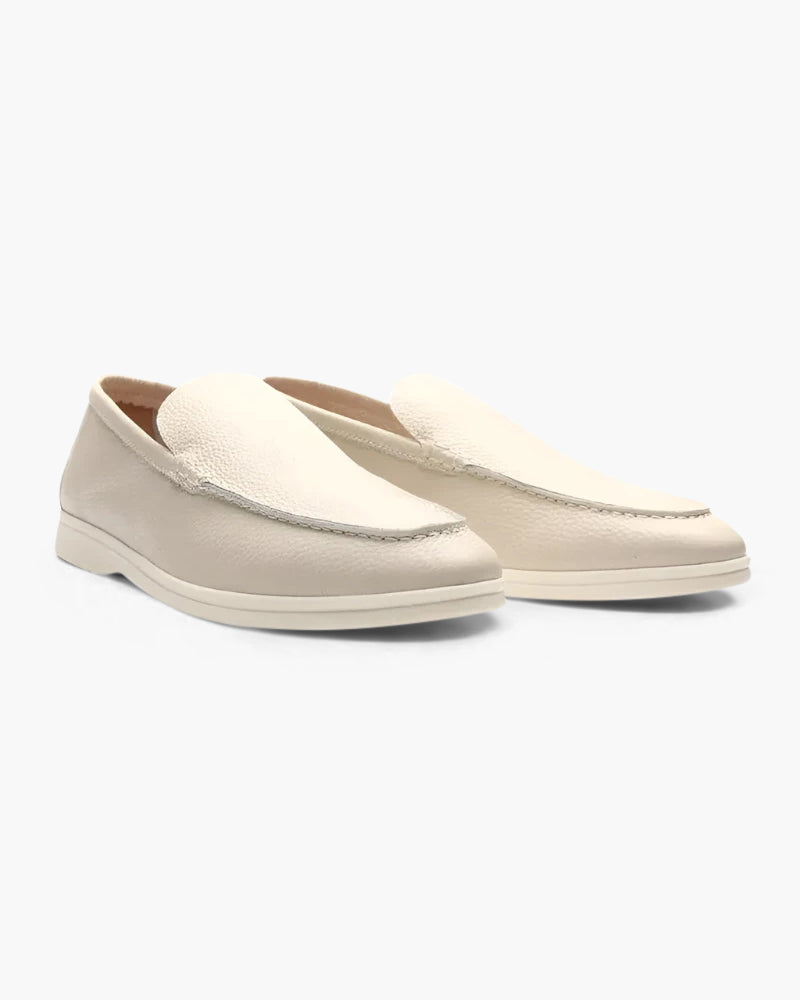 Men's Textured Leather Loafers Flexible Contrast Sole