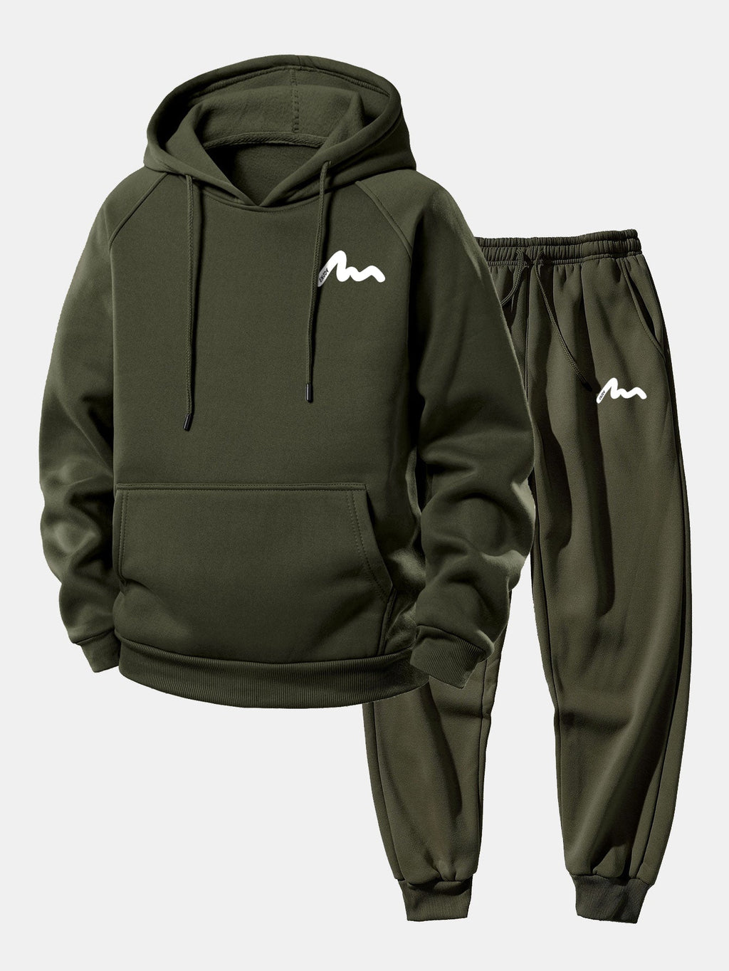 Men's Printed Hoodie Tracksuit Relaxed Polyester Jogger Set