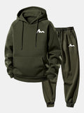 Men's Printed Hoodie Tracksuit Relaxed Polyester Jogger Set