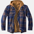 Men's Warm Hooded Overshirt Jacket Printed Quilted Layer