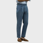 Men's High Waist Tailored Linen Trousers Elegant Casual Pants