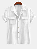 Men's Textured Cuban Collar Shirt and Linen Blend Trouser