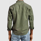 Men's Long Sleeve Button Up Casual Shirt With Chest