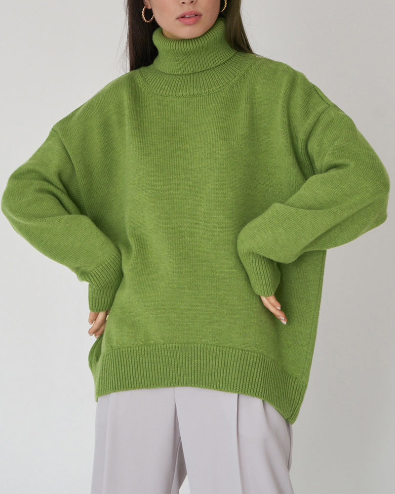 Women's Oversized Turtleneck Sweater – Relaxed Winter Knit
