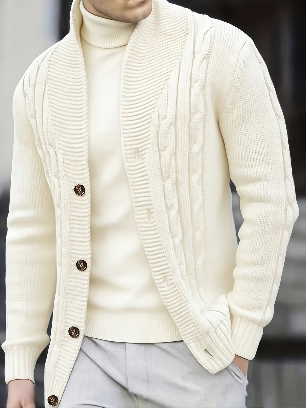Women's Textured Cable-Knit Cardigan with Button Front