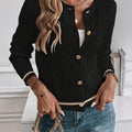 Women's Dressy Knit Cardigan with Gilded Buttons - Black