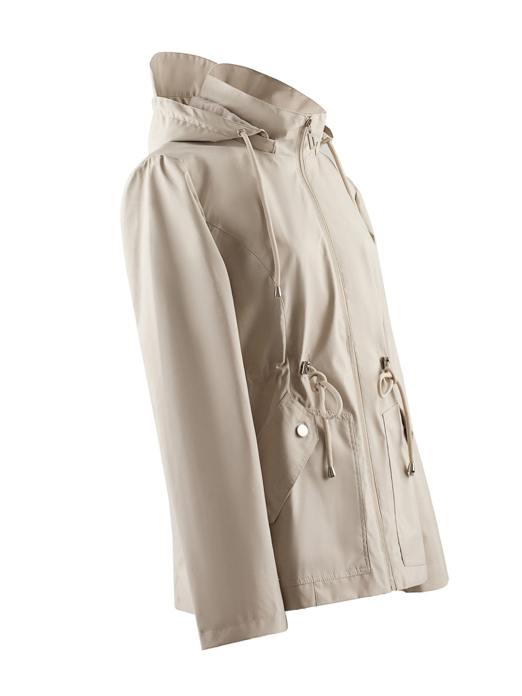 Women's Lightweight Hooded Spring Jacket with Drawstring Cinch Waist