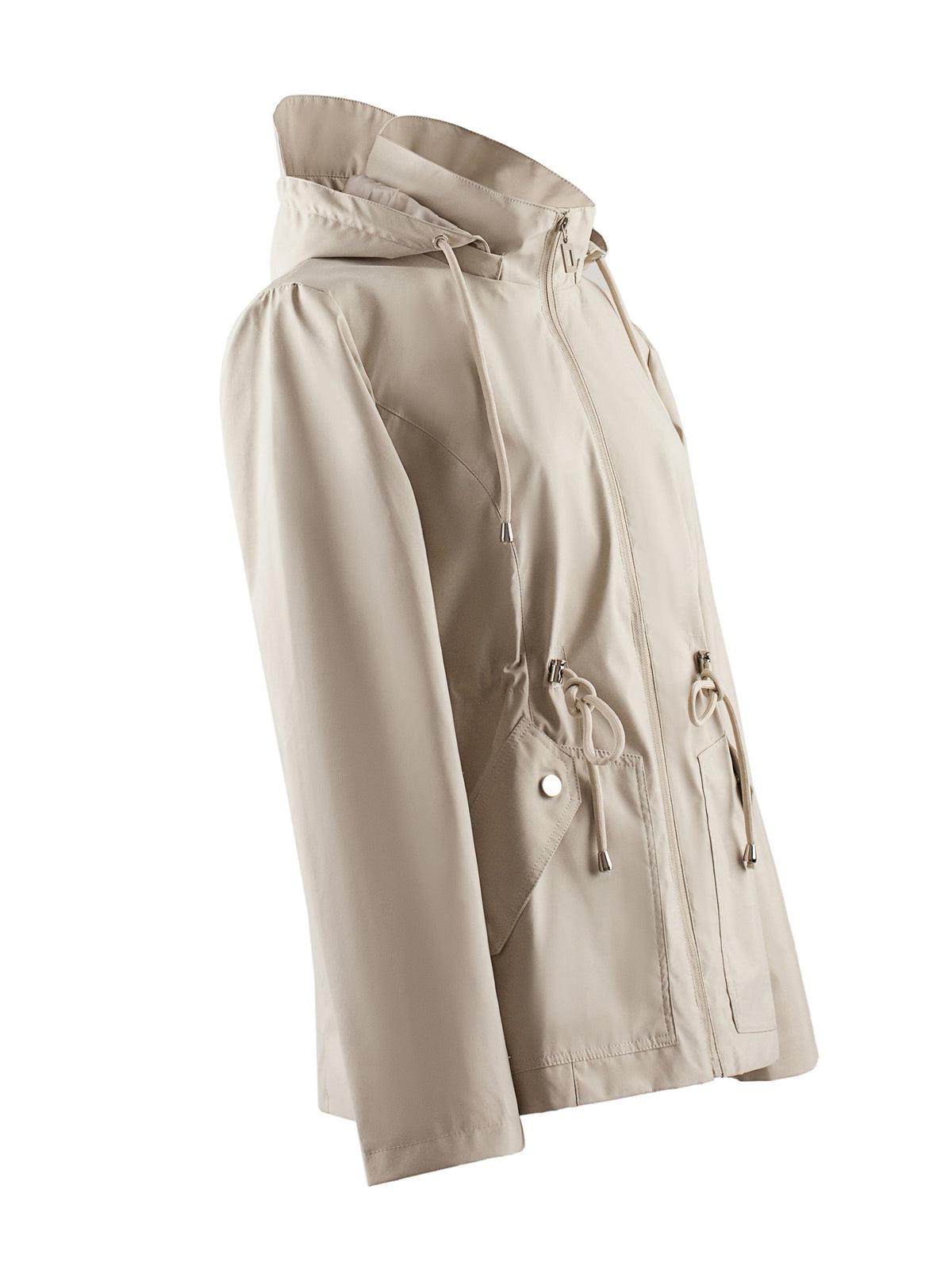 Women's Lightweight Hooded Spring Jacket with Drawstring Cinch Waist