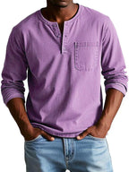 Men's Long Sleeve Henley Shirt Relaxed Casual Layer