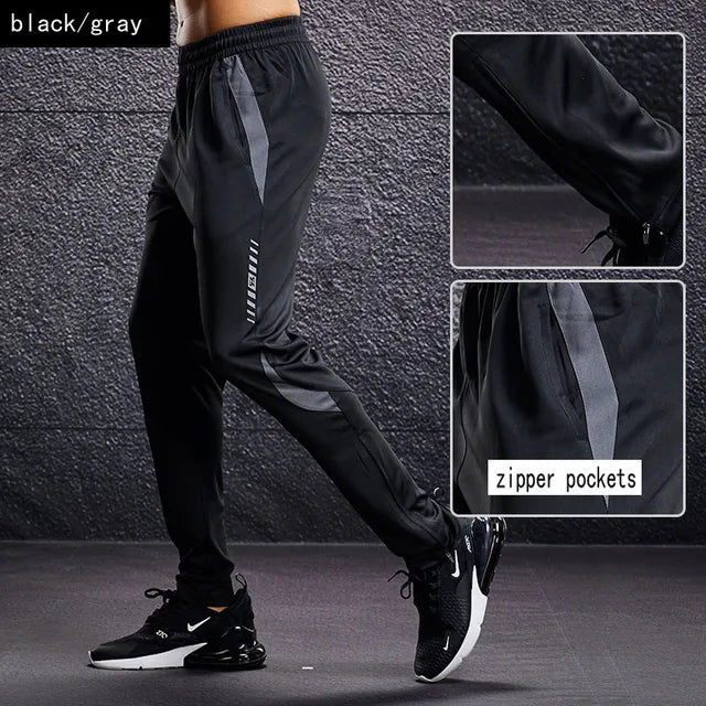 Men's Lightweight Tapered Joggers with Zippered Pockets – Black