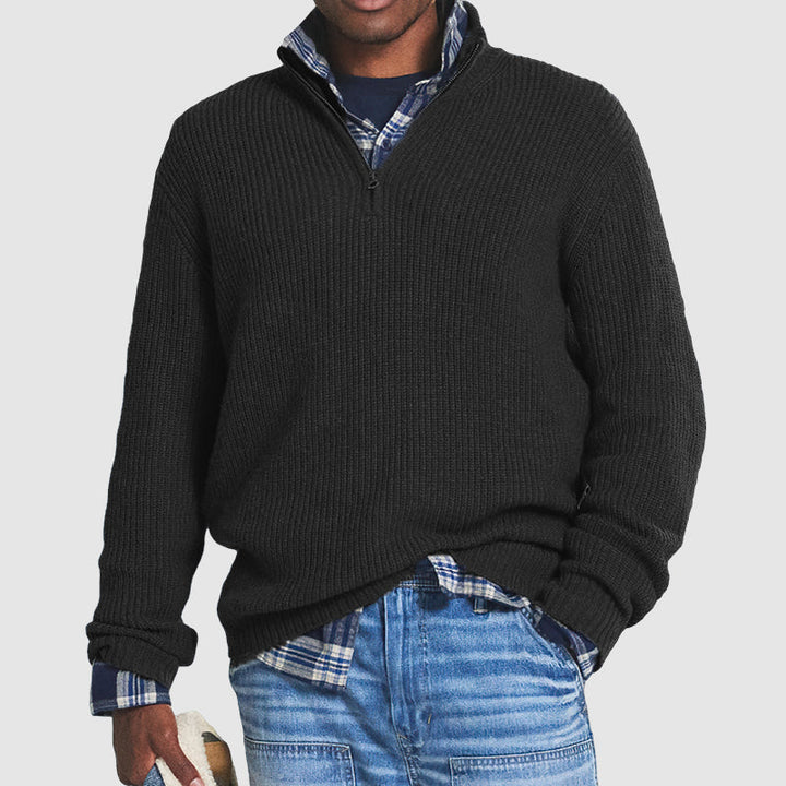 Men's Ribbed Quarter Zip Soft Knit Sweater Regular Fit