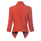 Women's Open-Front Blazer – Ruched-Sleeve Smart Layer
