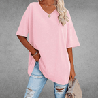 Women's Relaxed V-Neck T-Shirt – Oversized Summer Top
