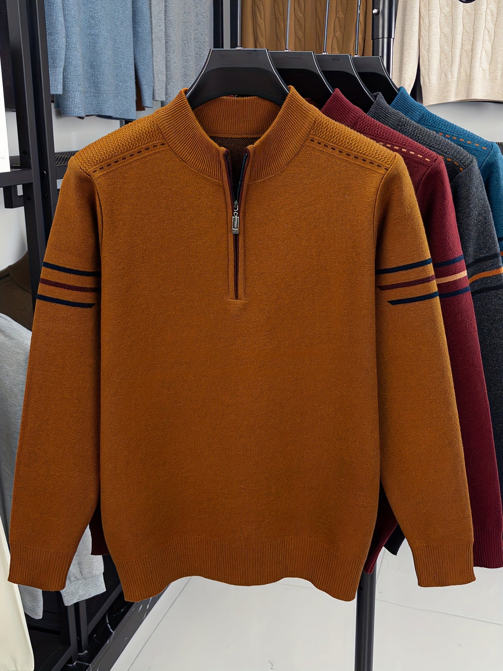 Men's Smart-Casual Knit Pullover with Half-Zip Neckline