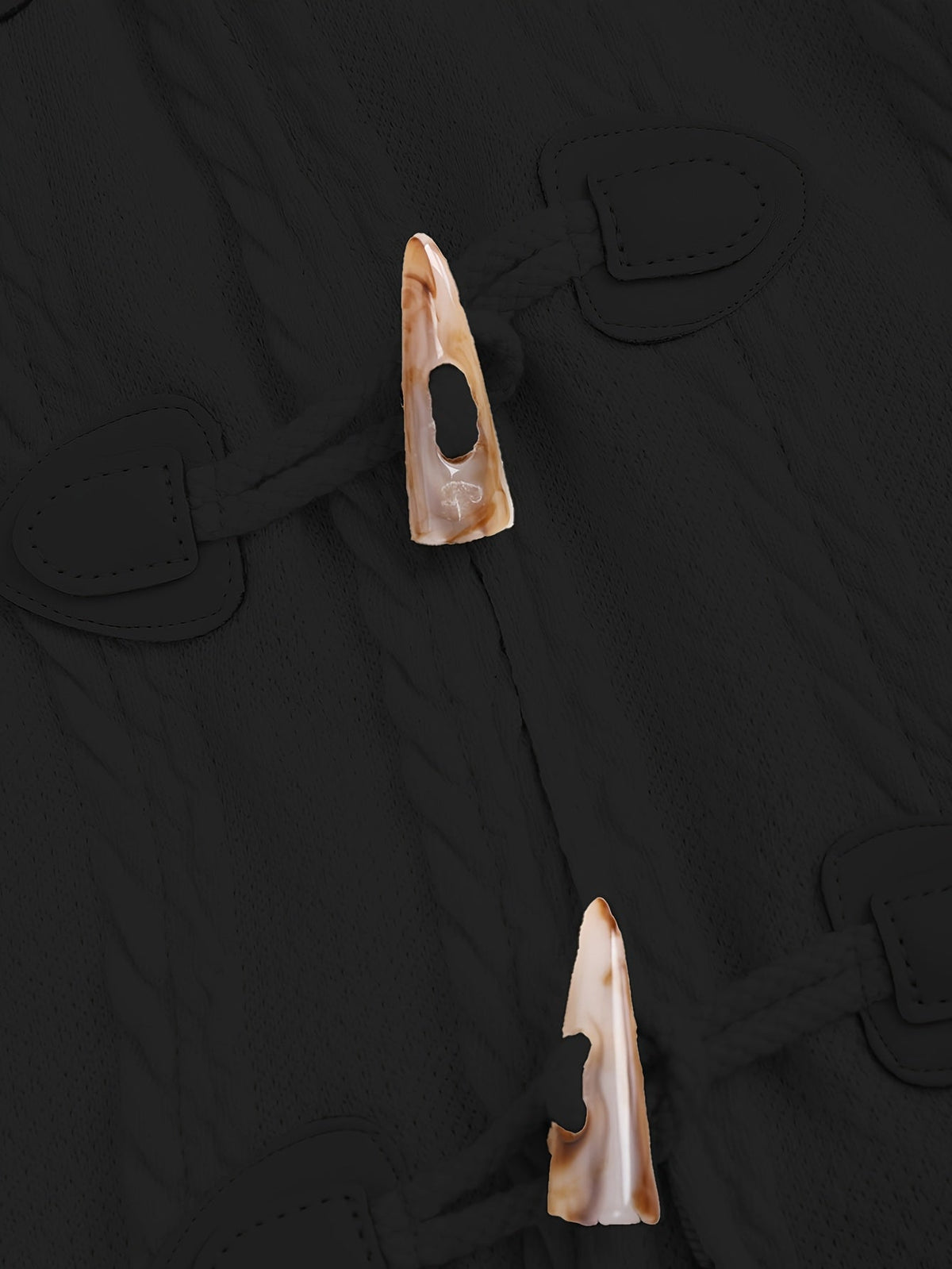 Women's Black Longline Toggle Coat with Faux Fur Trimmed Hood