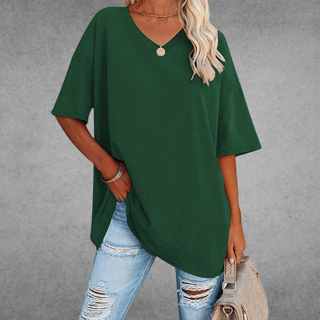 Women's Relaxed V-Neck T-Shirt – Oversized Summer Top