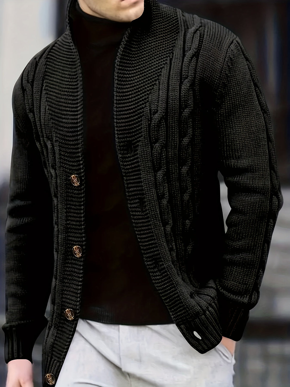 Women's Textured Cable-Knit Cardigan with Button Front