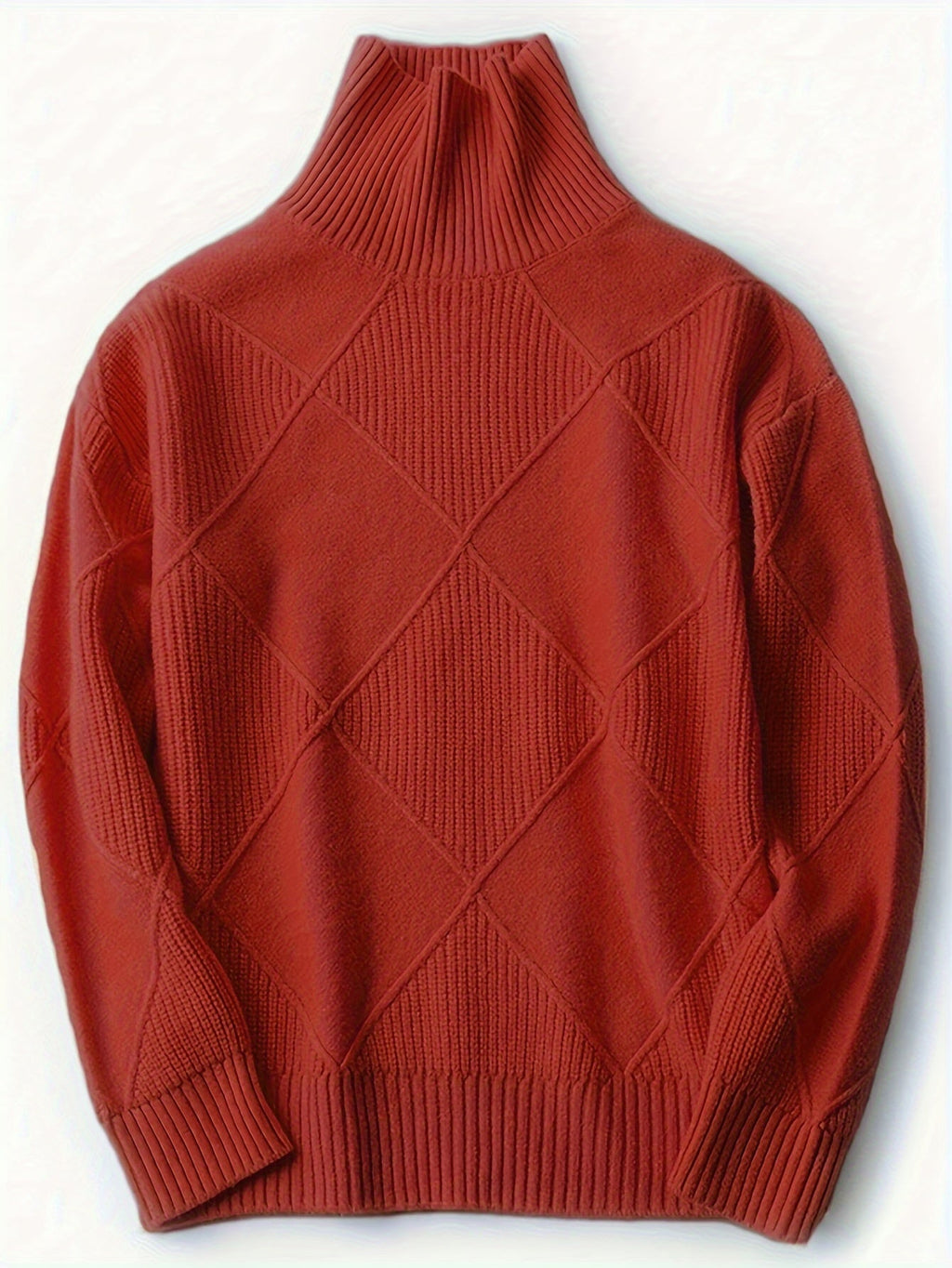 Women's Insulating Knit Turtleneck with Diamond Stitch Detail